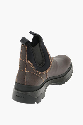 Cowhide Chelsea Booties with Fabric Details