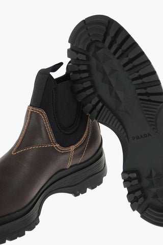 Cowhide Chelsea Booties with Fabric Details