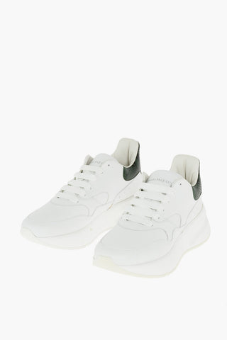 Lace Up Leather Sneakers with Snaked Details