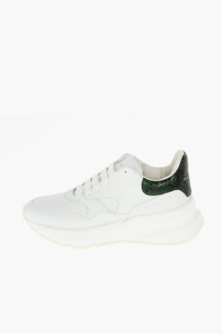 Lace Up Leather Sneakers with Snaked Details