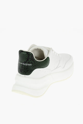 Lace Up Leather Sneakers with Snaked Details