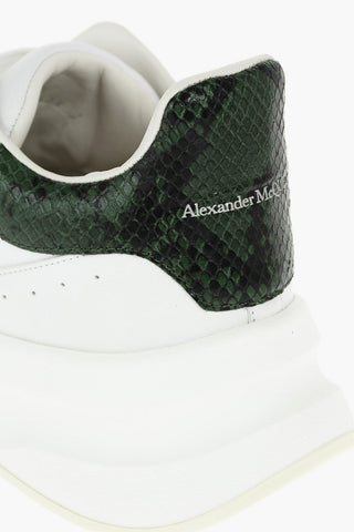 Lace Up Leather Sneakers with Snaked Details