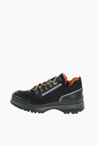 Stivaletti da Trekking Stringati con Lacci a Contrasto e Inserti in Pelle