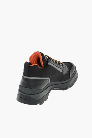 Lace Up Trekking Booties with Contrasting Laces and Leather Inserts