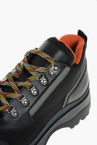 Stivaletti da Trekking Stringati con Lacci a Contrasto e Inserti in Pelle