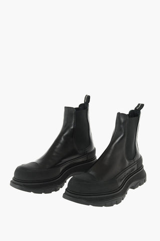 Rubber Toe Leather Chelsea Booties