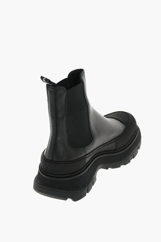 Rubber Toe Leather Chelsea Booties