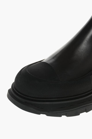 Rubber Toe Leather Chelsea Booties