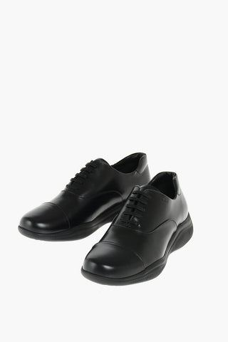 Derby Stringate in Pelle con Suola in Gomma