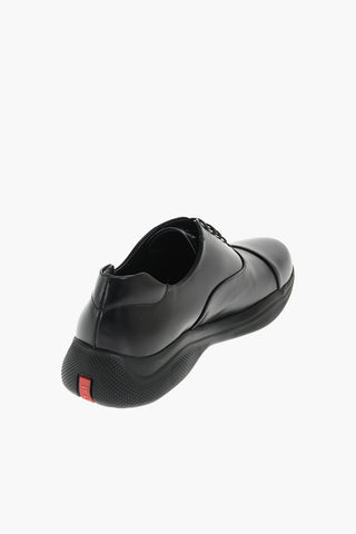 Derby Stringate in Pelle con Suola in Gomma