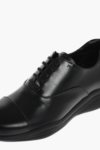 Derby Stringate in Pelle con Suola in Gomma