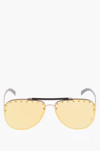 mirrored studded aviator CALYPSO sunglesses with leather trimmings