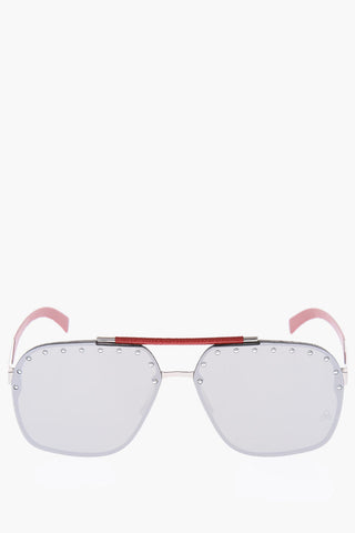 mirrored studs aviator FREEDOM sunglesses with leather details