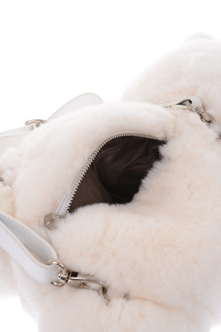 COUTURE Zaino Teddy Bear in Pelliccia con dettagli strass