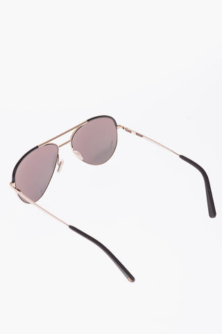 mirrored aviator CATEGORY sunglasses with leather details