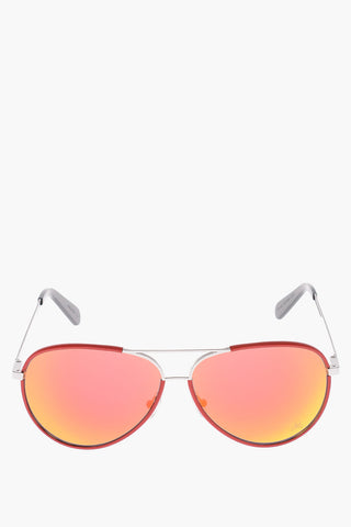 mirrored aviator BECOME sunglasses with leather trimmings