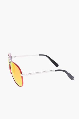 mirrored aviator BECOME sunglasses with leather trimmings