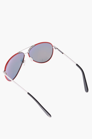 mirrored aviator BECOME sunglasses with leather trimmings