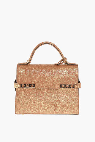 Borsa Top Handle in Pelle Martellata con Tracolla Removibile
