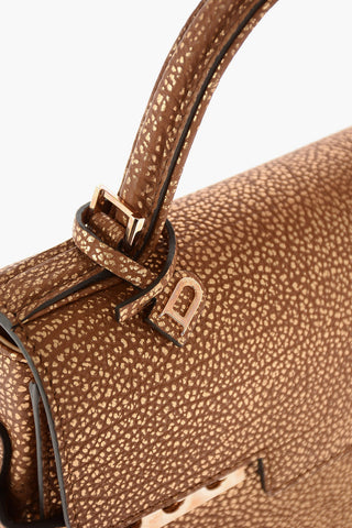 Borsa Top Handle in Pelle Martellata con Tracolla Removibile
