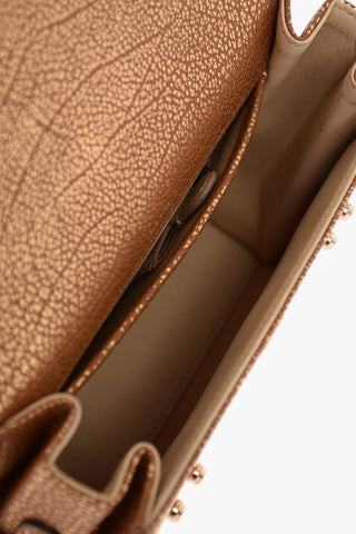 Borsa Top Handle in Pelle Martellata con Tracolla Removibile