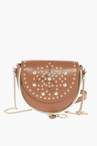SEE BY Leather MARA Saddle Bag with Studs Applied