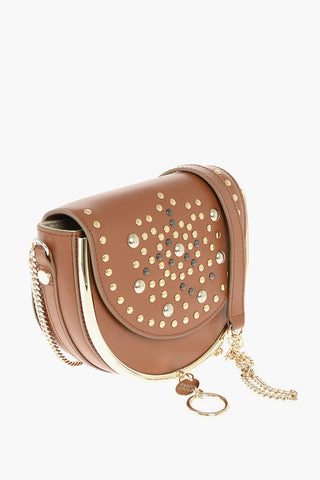 SEE BY Leather MARA Saddle Bag with Studs Applied