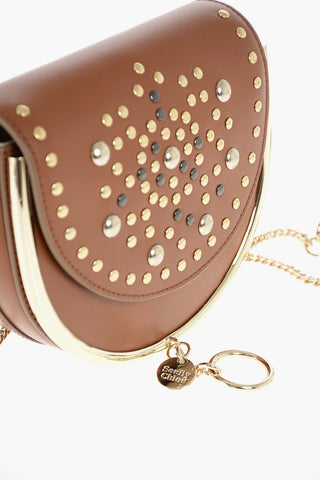 SEE BY Leather MARA Saddle Bag with Studs Applied