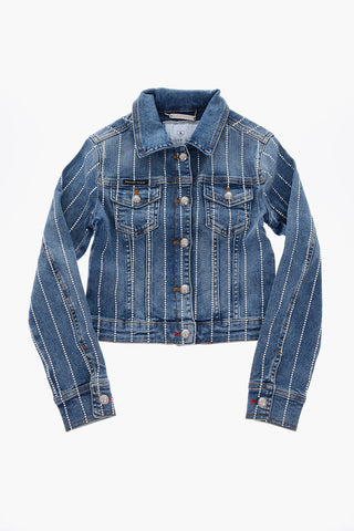 denim rhinestone embellished jacket