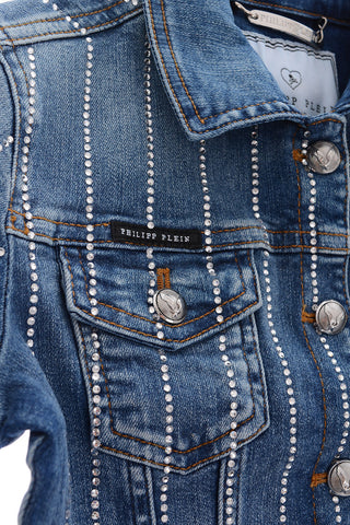 denim rhinestone embellished jacket