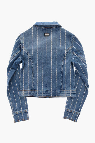 giubbotto in denim con strass