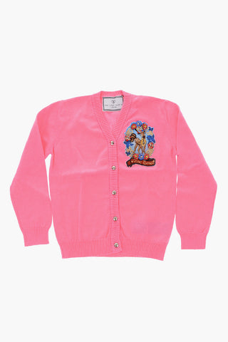v-neck CELI cardigan with rhinestone embellished detail
