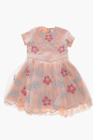 vestito SOFIA in seta con tulle e gioielli