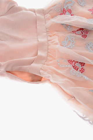 vestito SOFIA in seta con tulle e gioielli