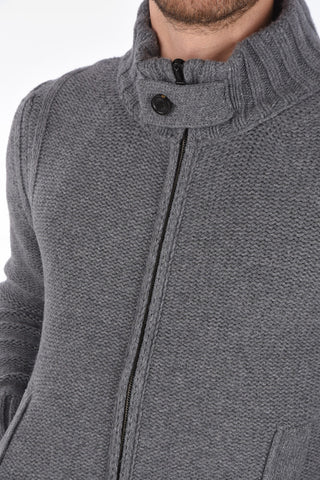 Cable-Knitted MINUIAL Jetted Pocket Jacket