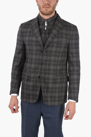 ID District Check Blazer with Removable Details