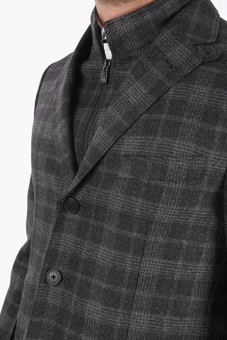ID District Check Blazer with Removable Details
