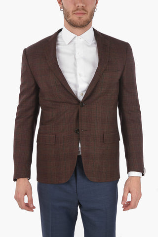 District Check Wool and Cashmere Blazer with Flap Pockets