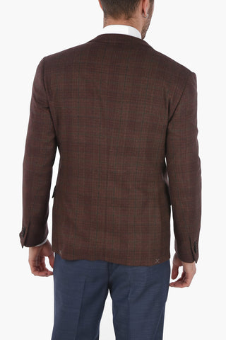 District Check Wool and Cashmere Blazer with Flap Pockets