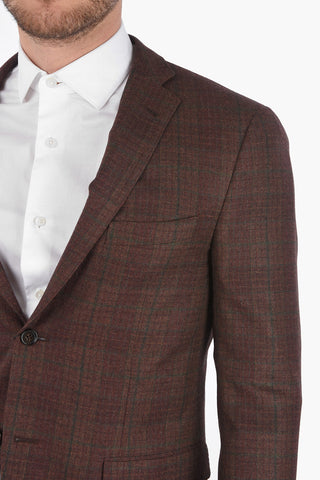 District Check Wool and Cashmere Blazer with Flap Pockets
