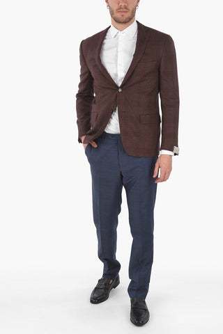 District Check Wool and Cashmere Blazer with Flap Pockets