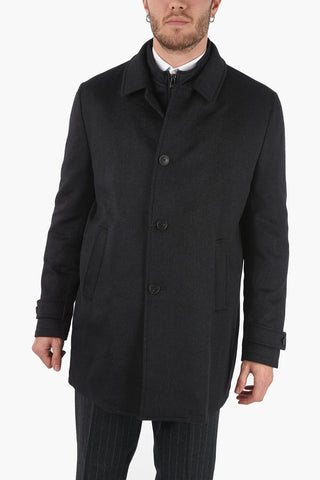 ID Pin Check Coat with Buttons and Half Zip