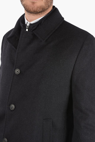 ID Pin Check Coat with Buttons and Half Zip