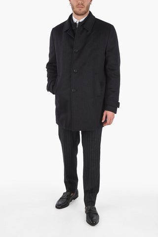 ID Pin Check Coat with Buttons and Half Zip