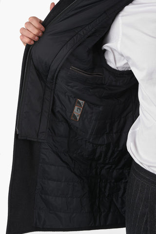 ID Pin Check Coat with Buttons and Half Zip