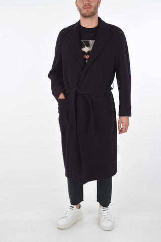 cashmere and virgin wool hidden closure coat