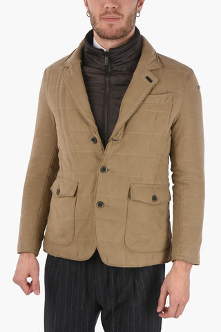 CC COLLECTION Quilted Suede Fabric Blazer with Removable Lining