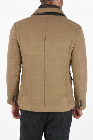 CC COLLECTION Quilted Suede Fabric Blazer with Removable Lining