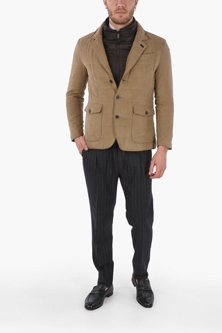 CC COLLECTION Quilted Suede Fabric Blazer with Removable Lining