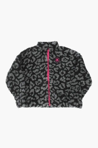 Sherpa-Jacke mit Leopardenmuster